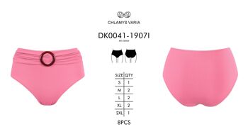 Bas de Bikini Côtelé Taille Haute - Pêche 1