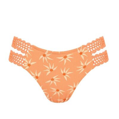 Hilo de fondo de bikini brasileño - Estampado de gerbera naranja