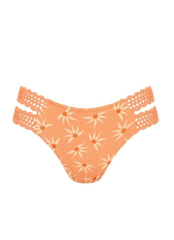 Hilo de fondo de bikini brasileño - Estampado de gerbera naranja 1