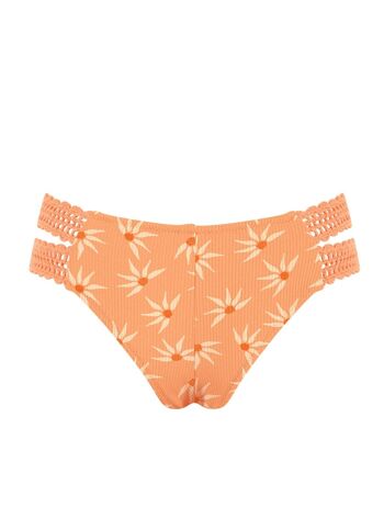 Hilo de fondo de bikini brasileño - Estampado de gerbera naranja 2