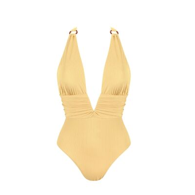 Maillot de bain côtelé-poire jaune