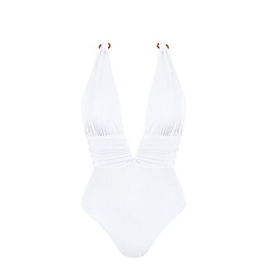 Ribbed Swimsuit-White