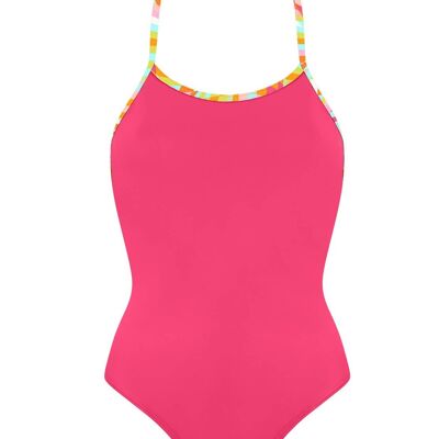 Swimsuit with contrast band-Watermelon