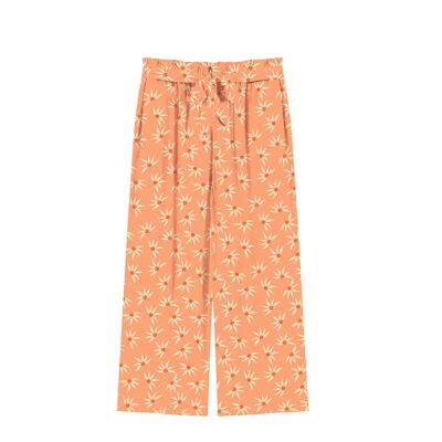 Women Beach Pants- Orange Gerbera Print