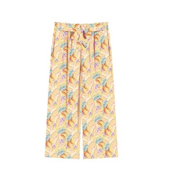 Pantalon de plage pour femmes - Imprimé feuille de palmier ambre 1