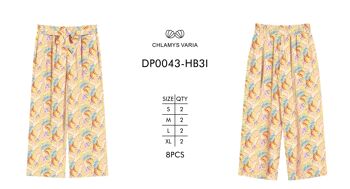 Pantalon de plage pour femmes - Imprimé feuille de palmier ambre 3