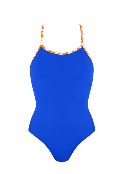 Swimsuit with contrast band-Navy Blue