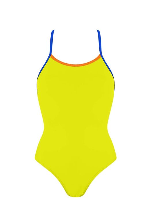 Swimsuit with contrast band-Lime