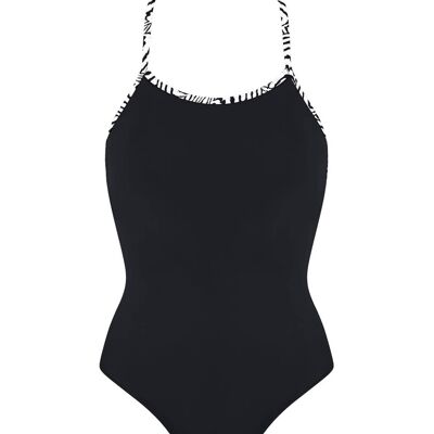Swimsuit with contrast band-Black