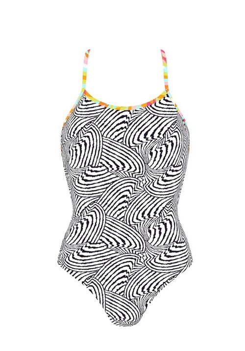 Swimsuit with contrast band-Zebra stripes