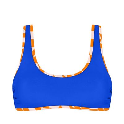 Top bikini con scollo quadrato-Blu navy