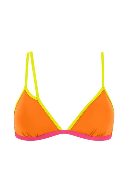 Triangle bikini top with contrast band-Orange Vitamin C