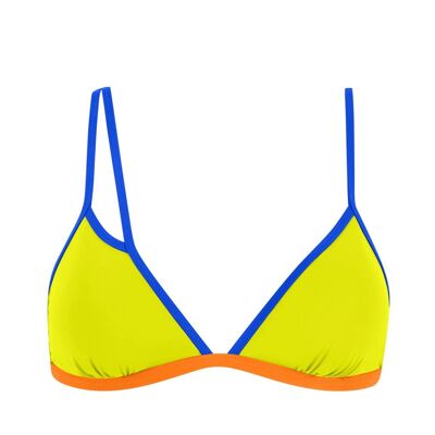 Triangle bikini top with contrast band-Lime
