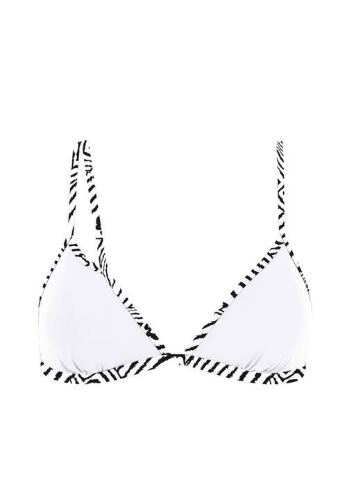 Triangle bikini top with contrast band-White