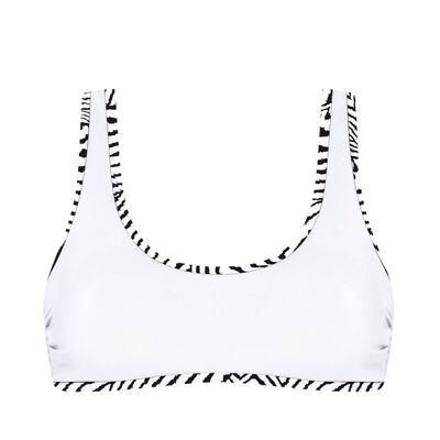 Top de bikini con cuello cuadrado de-Blanco