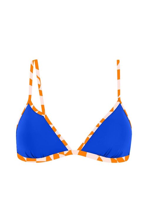 Triangle bikini top with contrast band-Navy Blue