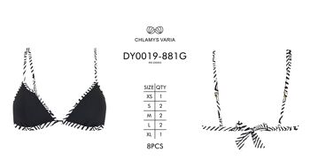 Haut de bikini triangle avec bande contrastée-Noir 3
