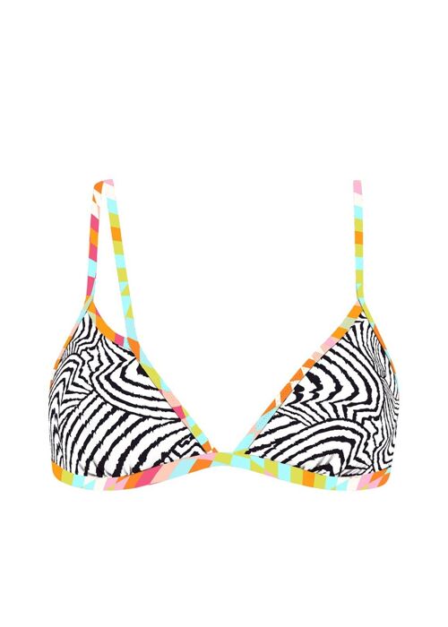 Triangle bikini top with contrast band-Zebra stripes