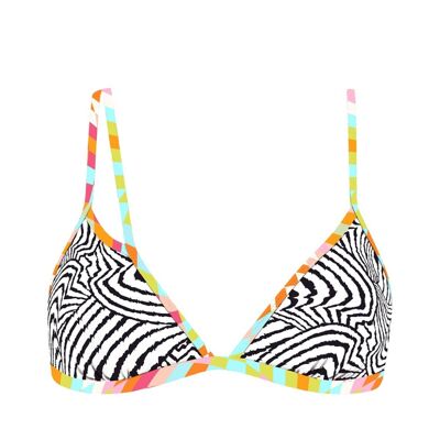 Top bikini a triangolo con fascia a contrasto-Zebra