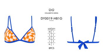 Haut de maillot de bain triangle bande contrastée -Damier Orange 3