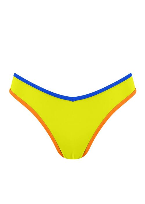 Brazilian Bikini Bottom with contrast band-Lime