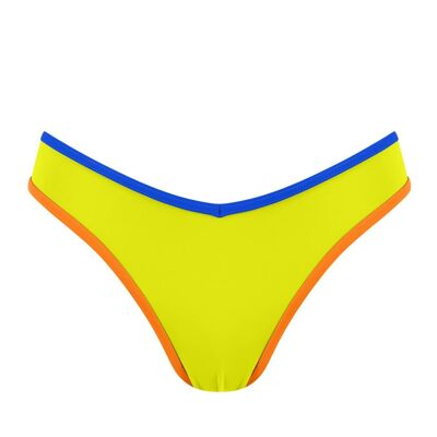 Slip bikini brasiliano con fascia a contrasto Lime