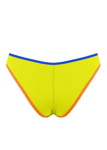 Bas de bikini brésilien avec bande contrastée-Lime 2