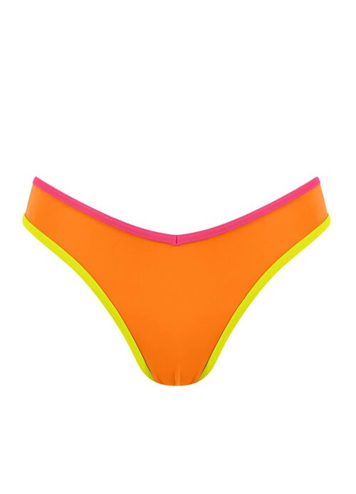 Brazilian Bikini Bottom with contrast band-Orange Vitamin C