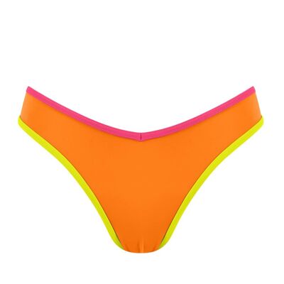 Bas de bikini brésilien avec bande contrastée-Orange Vitamin C