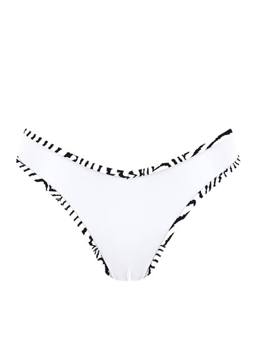 Brazilian Bikini Bottom with contrast band-White