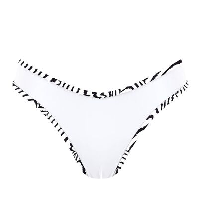 Brazilian Bikini Bottom with contrast band-White