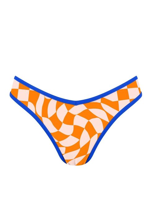 Brazilian Bikini Bottom-Orange Checkerboard