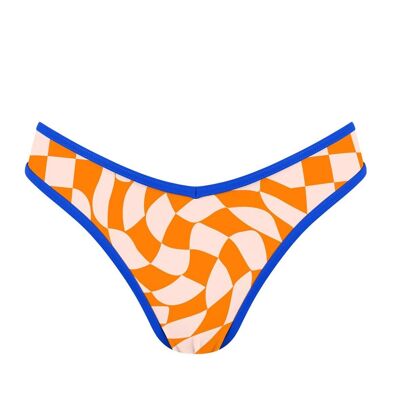 Brazilian Bikini Bottom-Orange Checkerboard