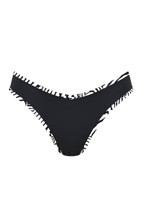 Brazilian Bikini Bottom with contrast band-Black