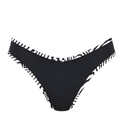Slip bikini brasiliano con fascia a contrasto-Nero