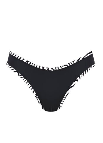Bas de bikini brésilien avec bande contrastée-Noir 1