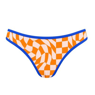 Braguita de bikini con banda en contraste-Orange Checkerboard