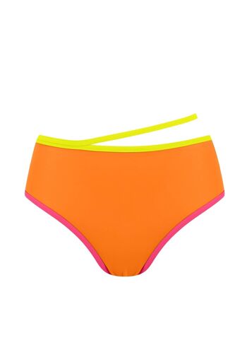 Bas de bikini taille haute avec bande contrastée-Orange Vitamin 1