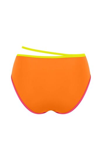 Bas de bikini taille haute avec bande contrastée-Orange Vitamin 2