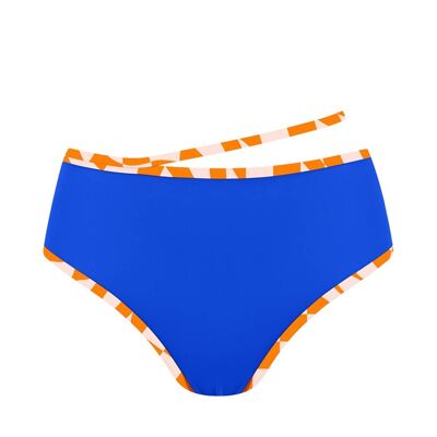 Bikinihose mit hoher Taille und kontrastierendem Band - Marineblau