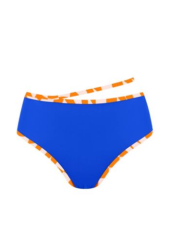 Bas de bikini taille haute avec bande contrastée-Bleu marine 1