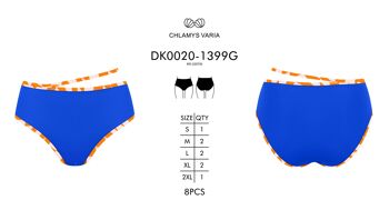 Bas de bikini taille haute avec bande contrastée-Bleu marine 3