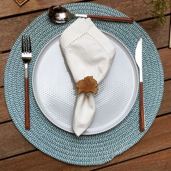 Lot de 6 ronds de serviette en bois feuilles - cadeau de pendaison de crémaillère - réglage de la table 6