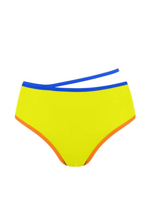 High Wasit Bikini Bottom with contraste band-Lime