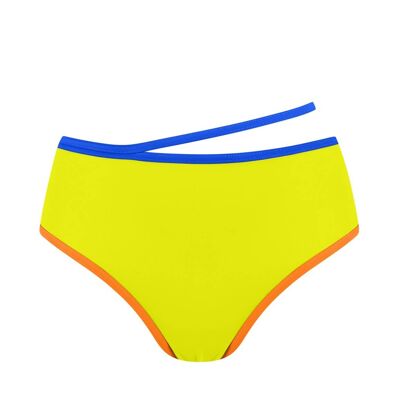 Slip bikini a vita alta con fascia a contrasto-Lime