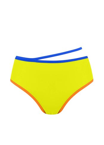 Bas de bikini taille haute avec bande contrastée-Lime 1