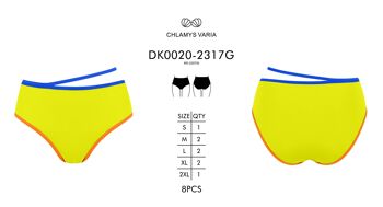 Bas de bikini taille haute avec bande contrastée-Lime 3