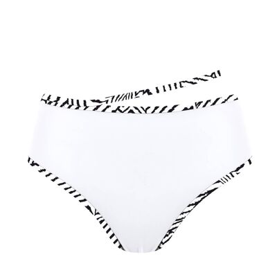 High Wasit Bikini Bottom with contraste band-White