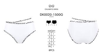 Bas de bikini taille haute avec bande contrastée-Blanc 3