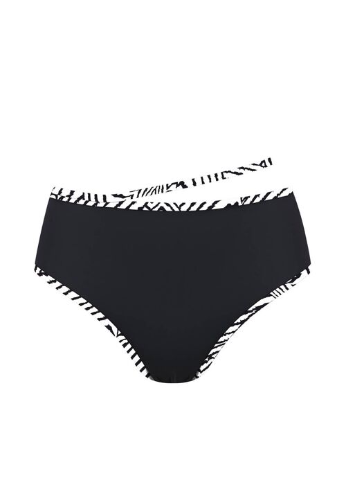 High Wasit Bikini Bottom with contraste band-Black